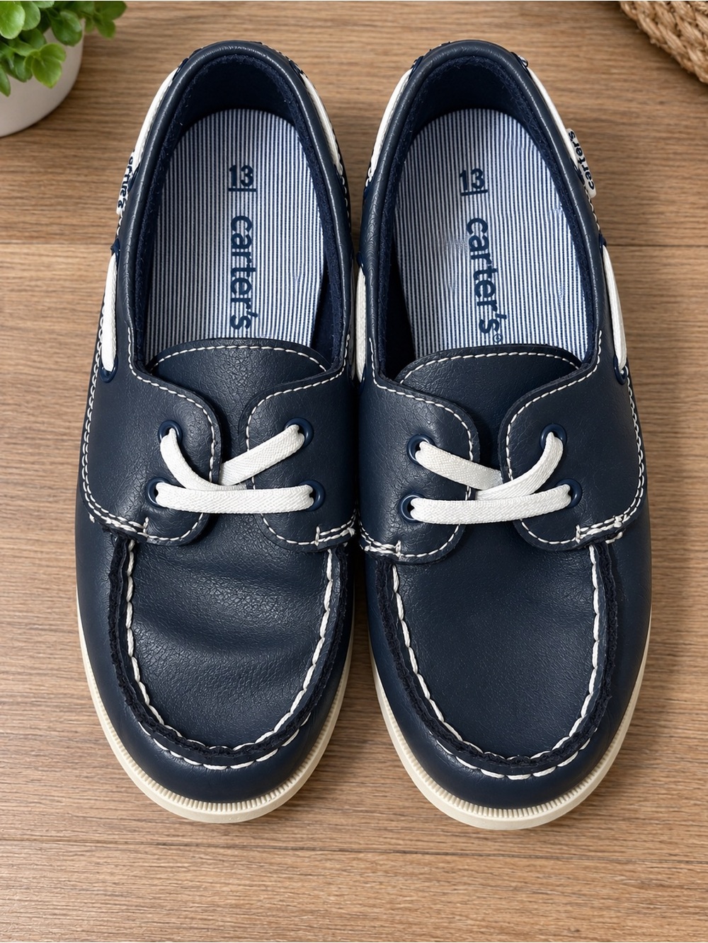 Carter's Navy and White Boys Moccasin Boat Shoes